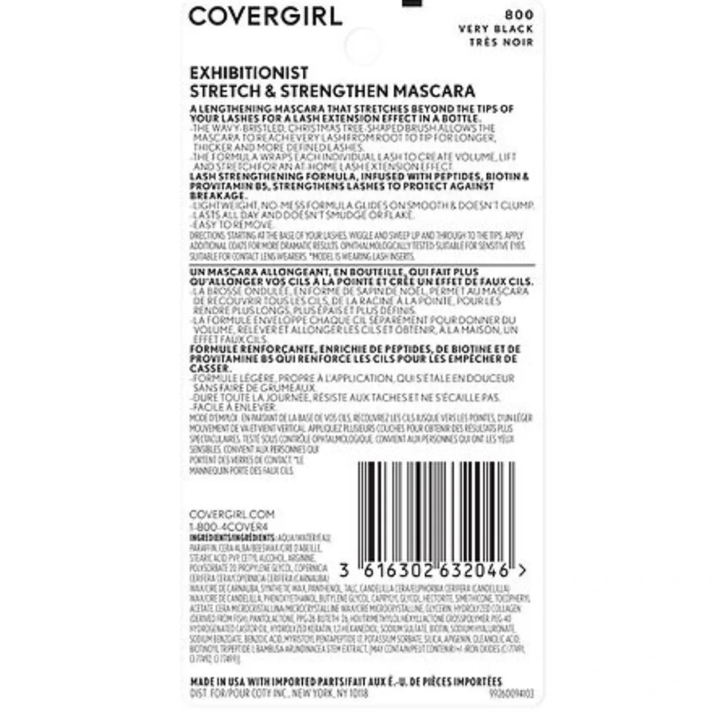 NIP COVERGIRL EXHIBITIONIST STRETCH & STRENGTHEN MASCARA 810 BLACK BROWN - Picture 3 of 10